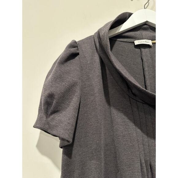 Calvin Klein Medium Cowl Neck Sweater A-Line Dress Gray Work Office Conservative - Picture 4 of 10